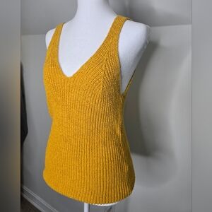 Madewell Mustard Knit Sweater Tank Sleeveless V Neck Chunky NWT Large